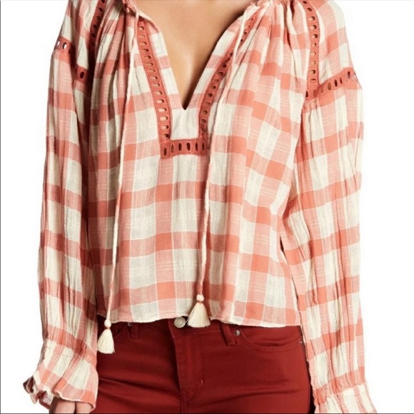 Free People Honey Grove Plaid Top Medium - Picture 3 of 4